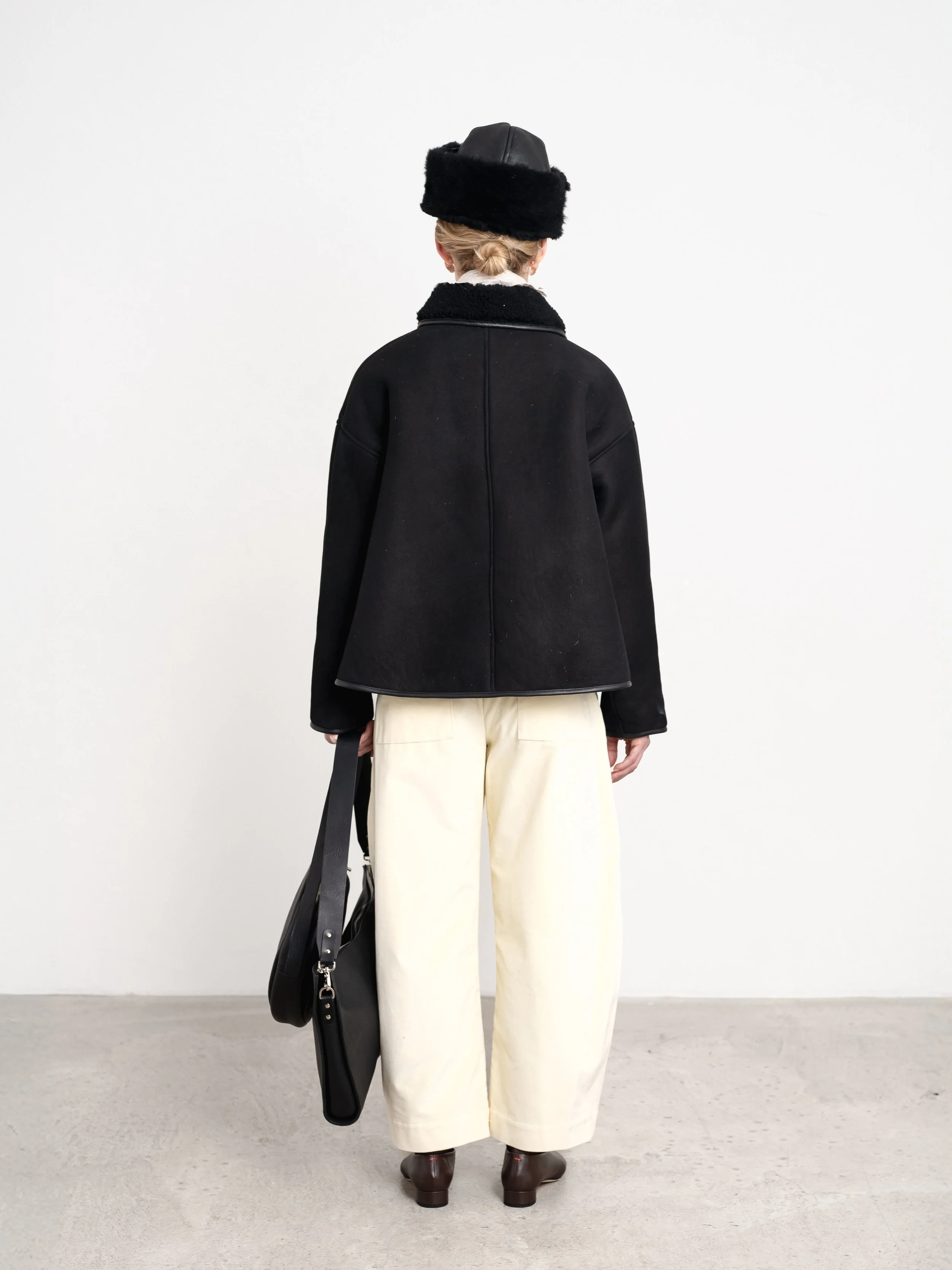 cawley suede black curly hair sheepskin avis jacket — hedgerow